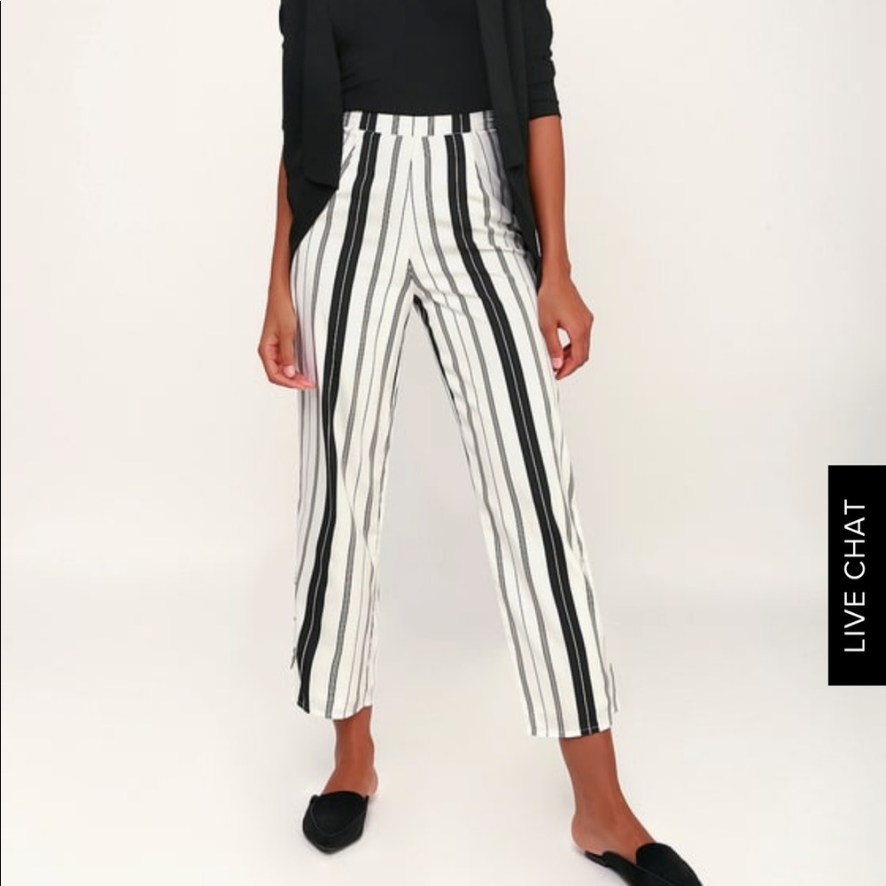 Lulus high society black and white striped pants
